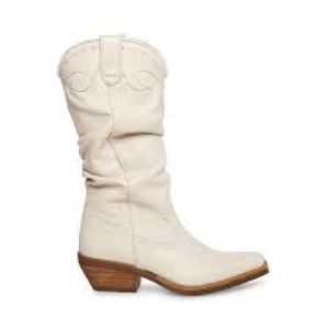 Brand new Steve Madden white leather Whiskey cowboy western boots - size 7